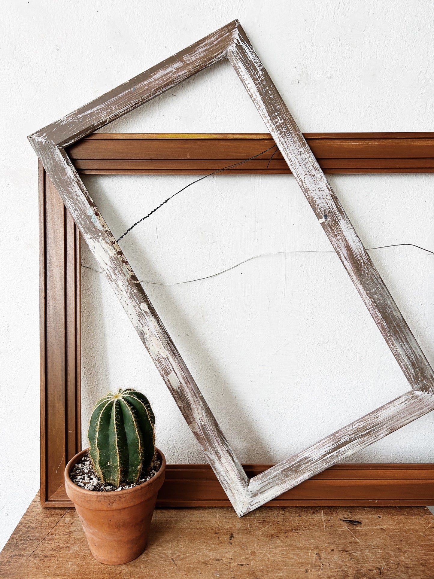 Large Vintage Wood Frame with Hanger