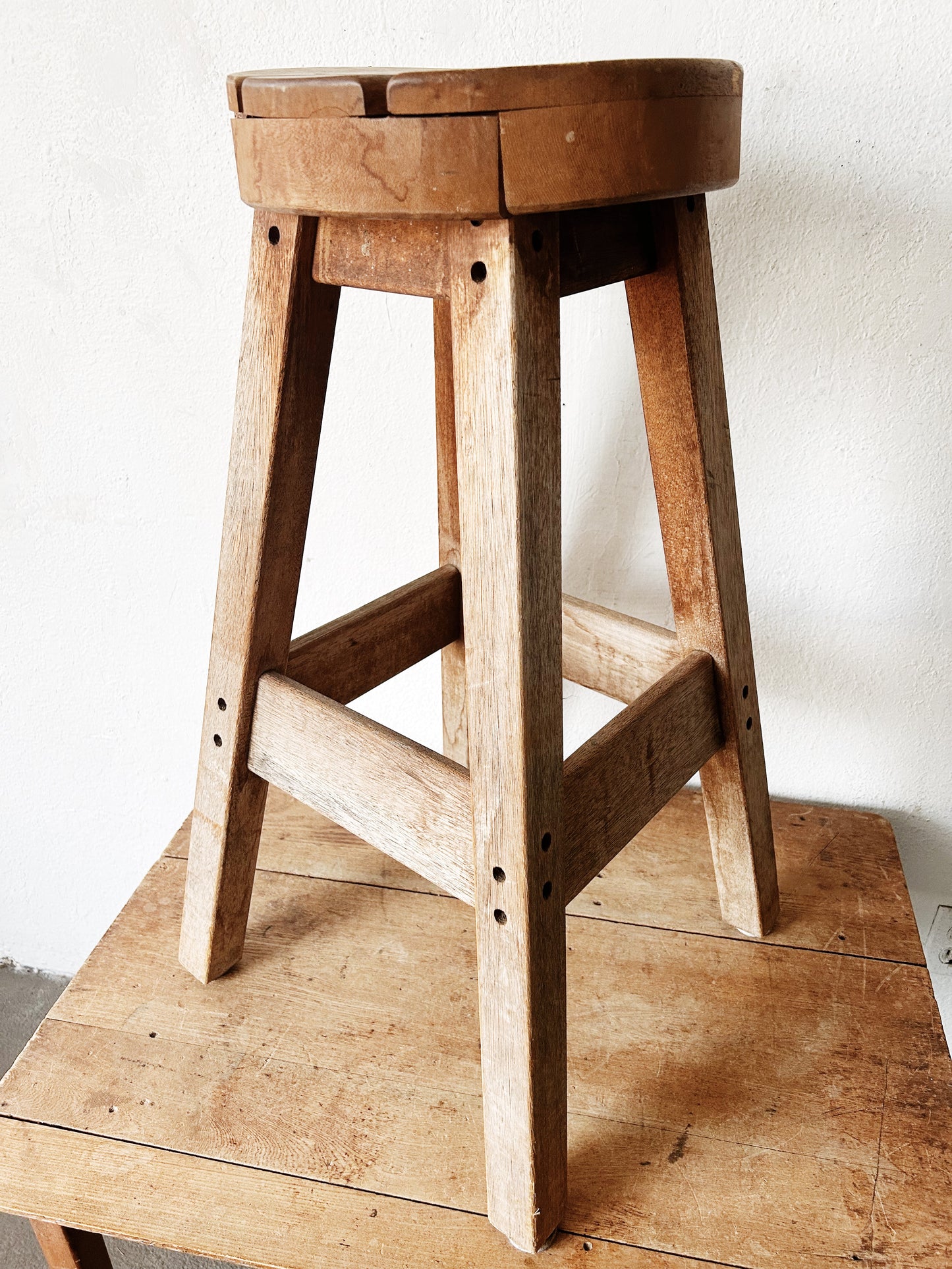 Vintage Chunky Wood Stool