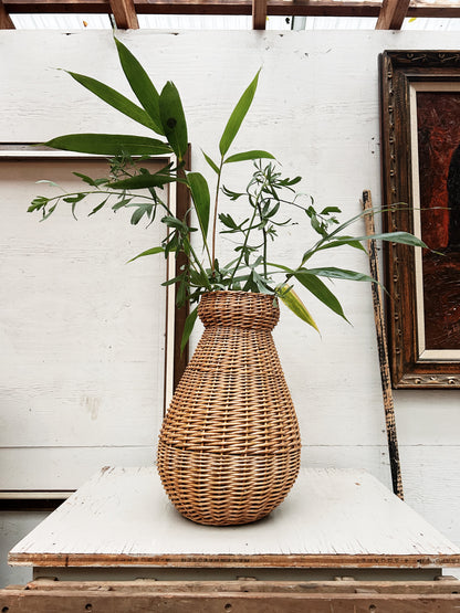 Large Vintage Basket Vase