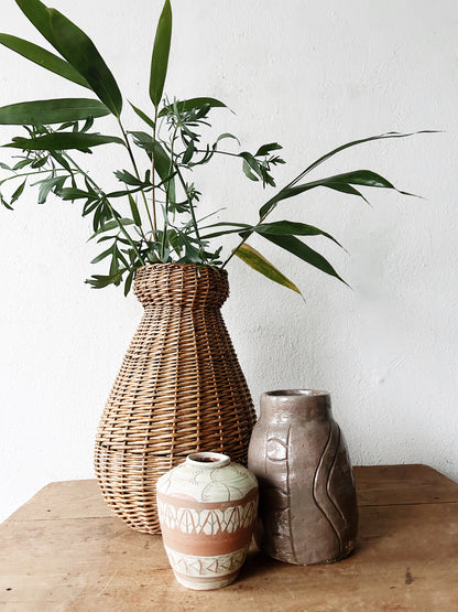 Large Vintage Basket Vase