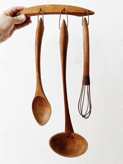 Handmade Wood and Copper Utensil Set