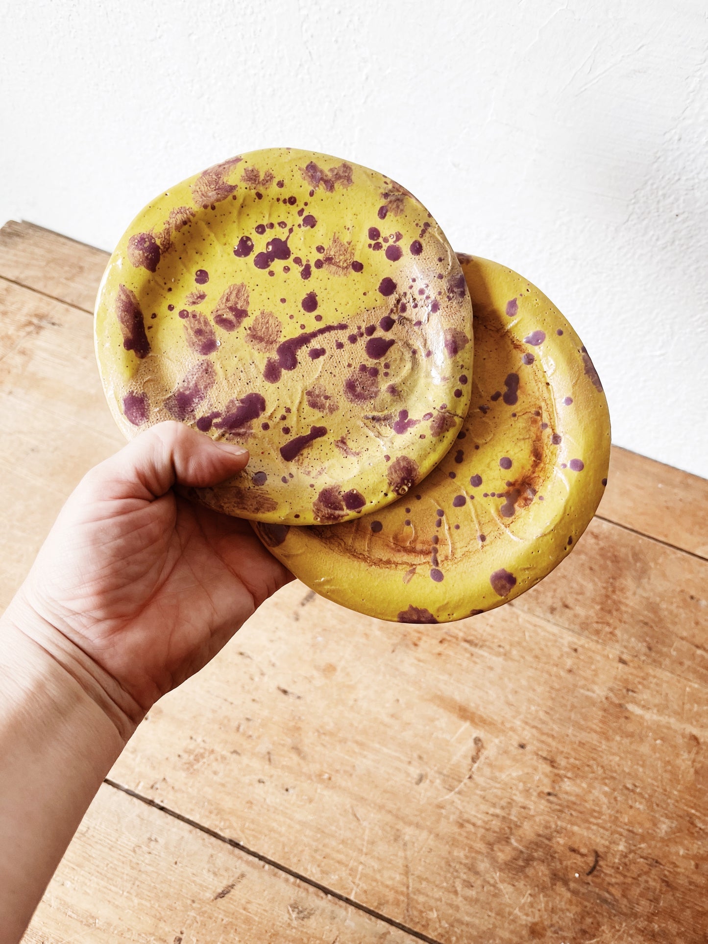 Pair of Handmade Splatter Plates