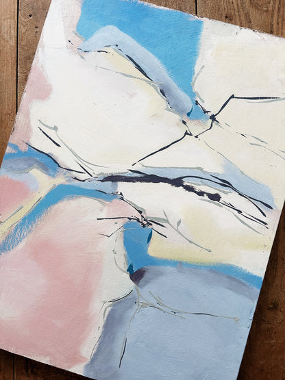 Original Abstract Painting on Wood Panel