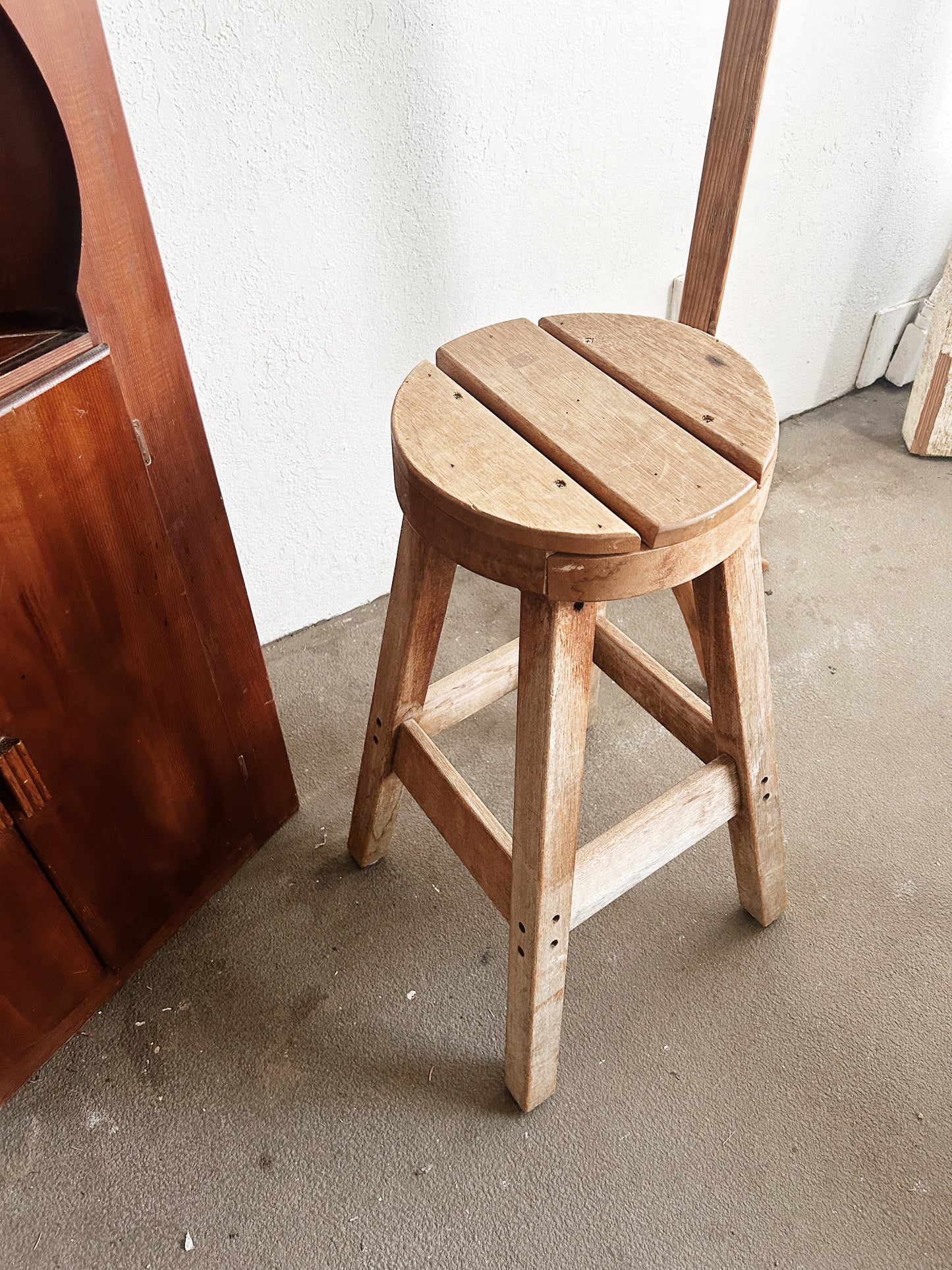 Vintage Chunky Wood Stool