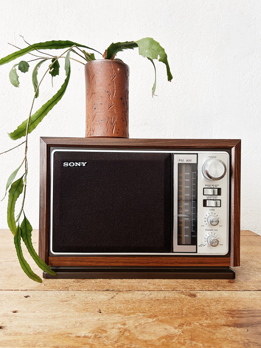 Vintage Wood Encased Sony Radio