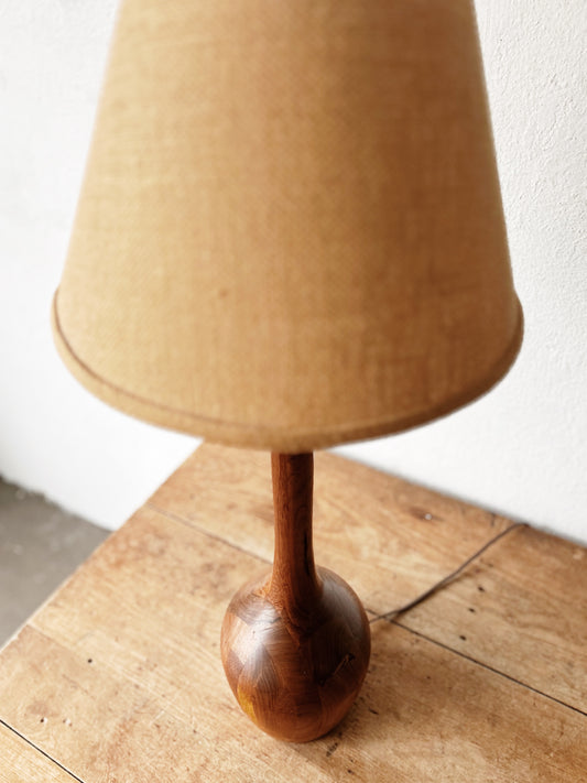 Vintage Danish Style Inlaid Wood Lamp