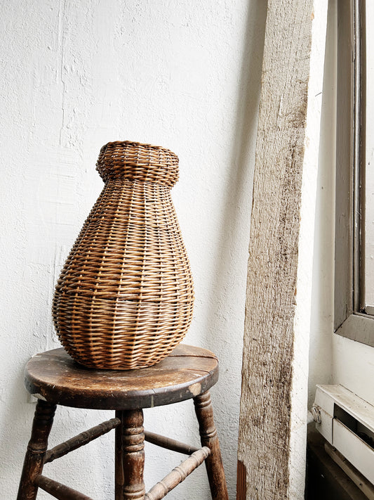 Large Vintage Basket Vase