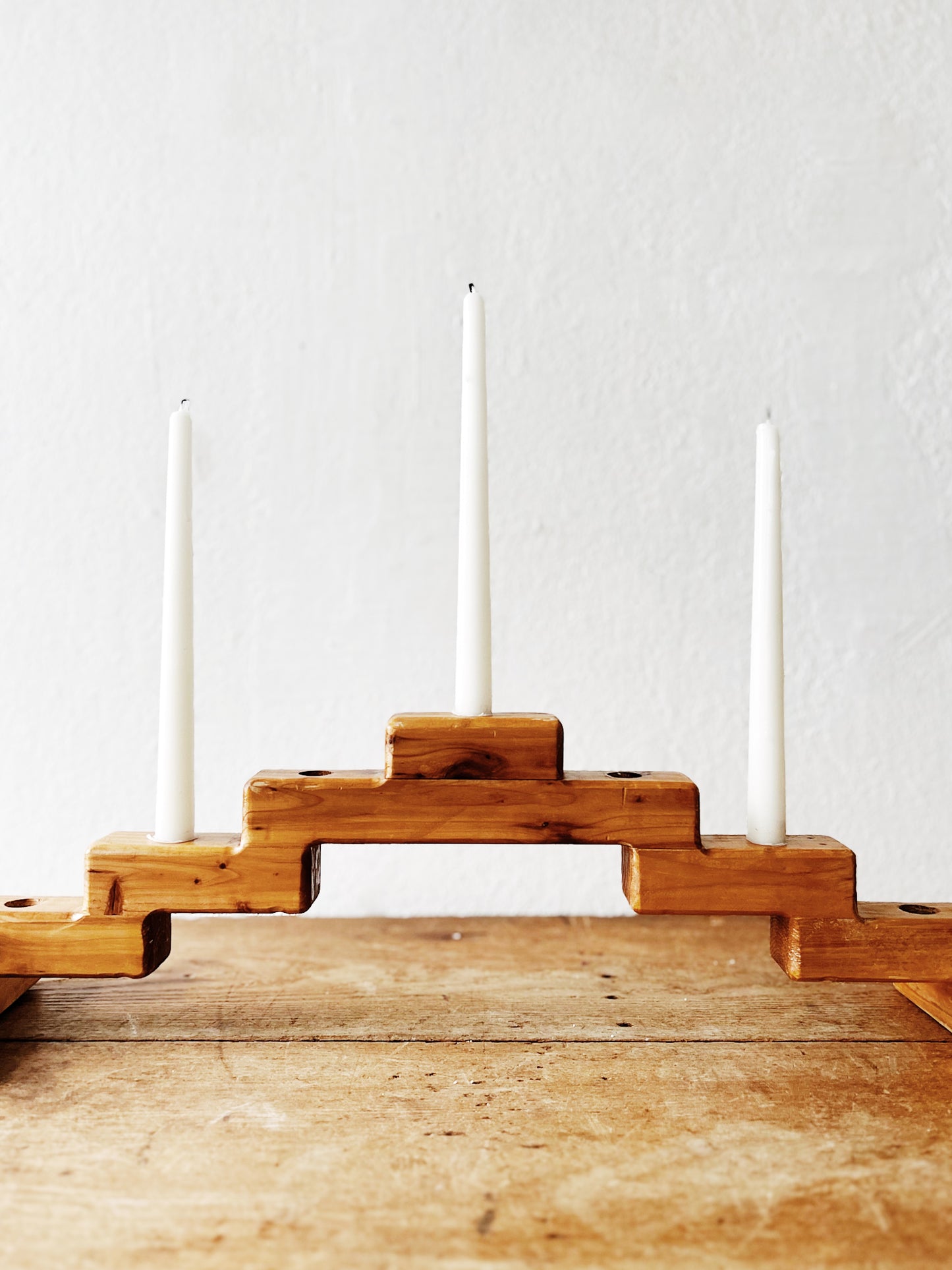 Large Handmade Wood Candelabra