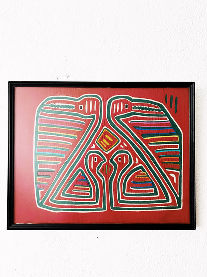 Mid Century Framed Mola Textile