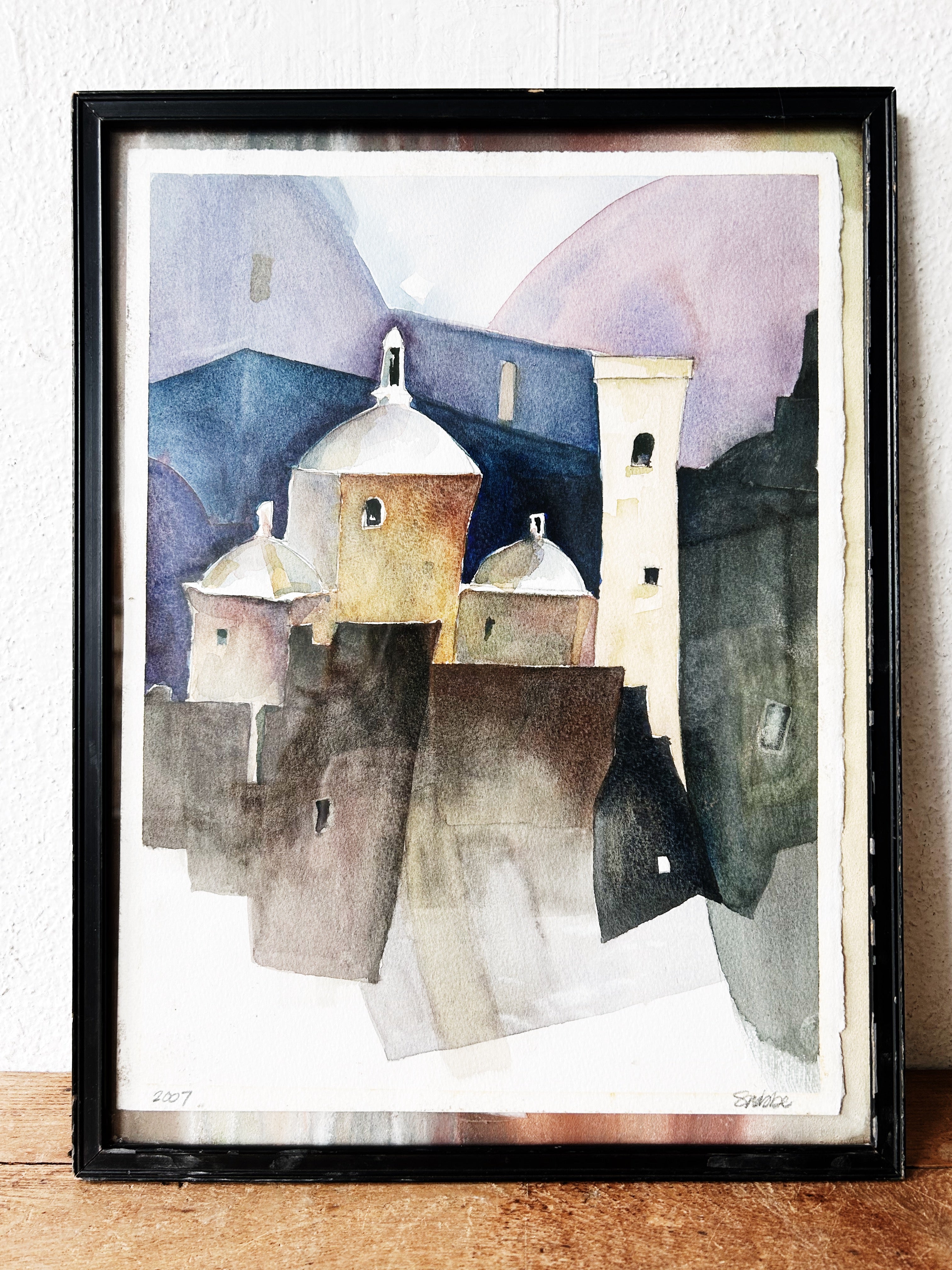 Framed 2024 signed watercolor painting