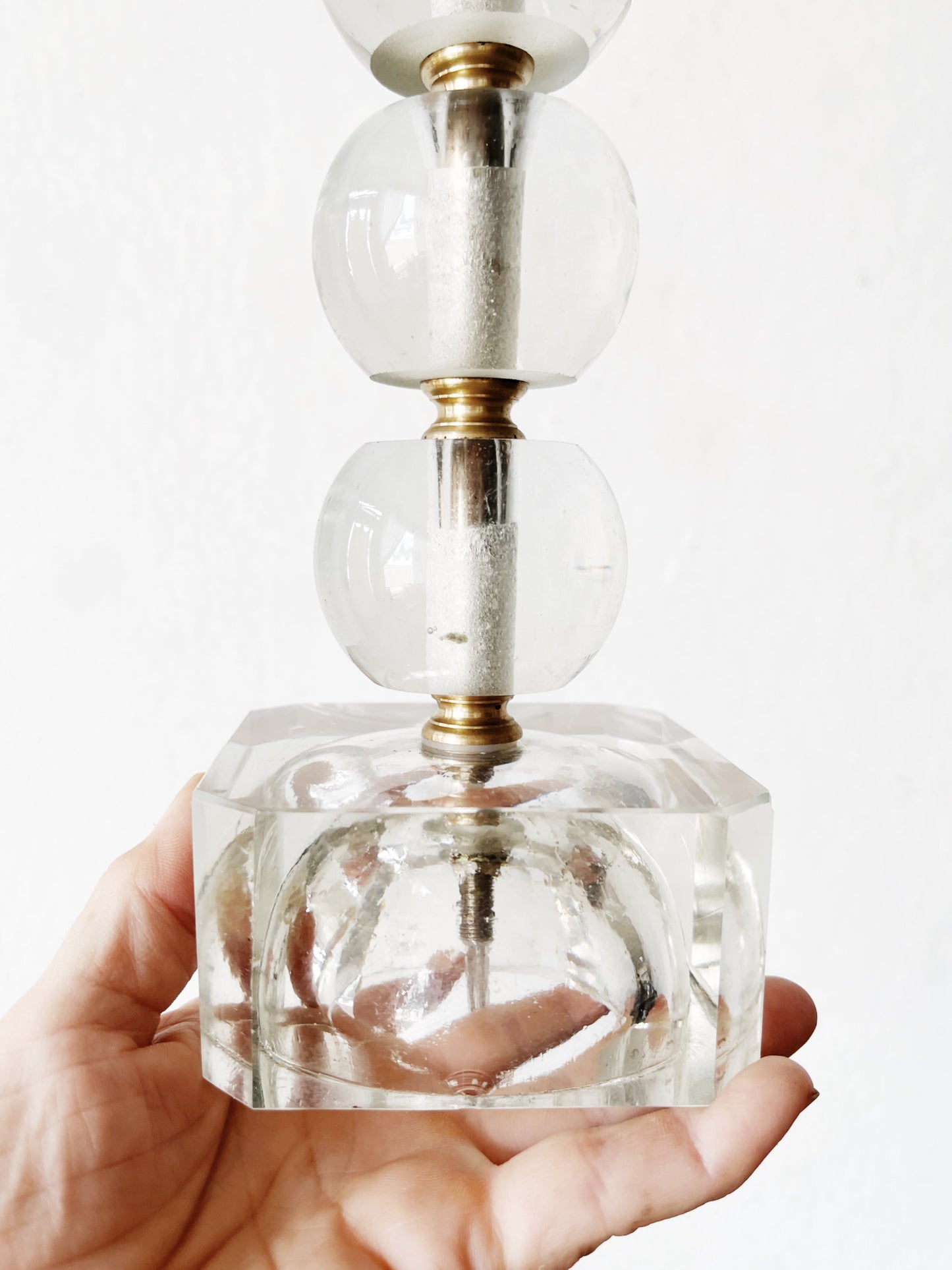 Pair Vintage Blown Glass Bubble Lamps