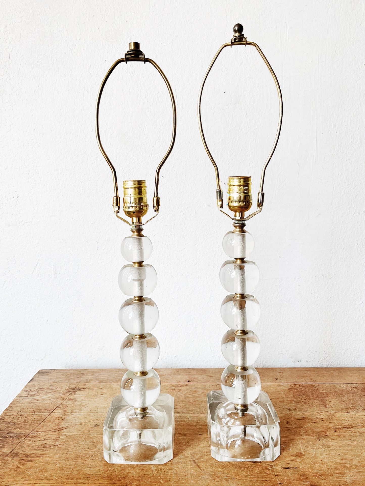 Pair Vintage Blown Glass Bubble Lamps