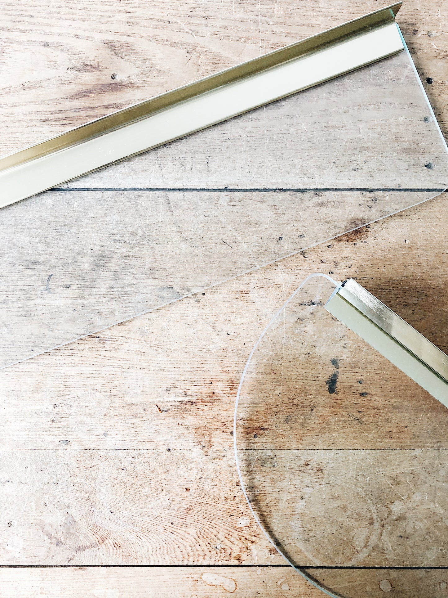 Vintage Brass and Glass Floating Shelf