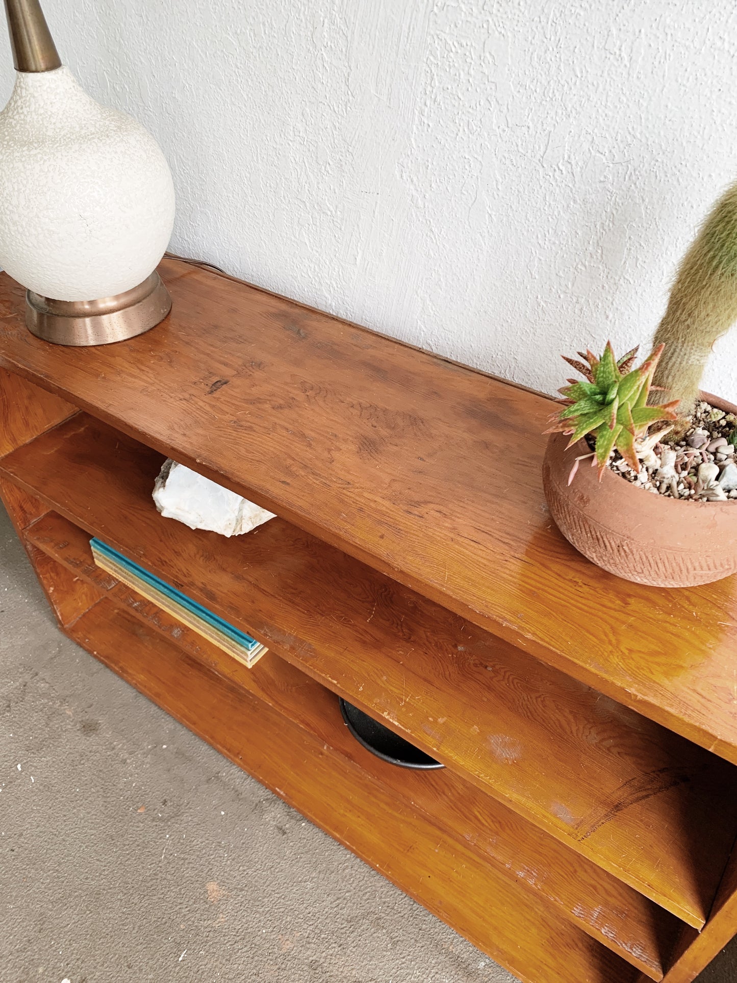 Vintage Solid Wood Low Shelf