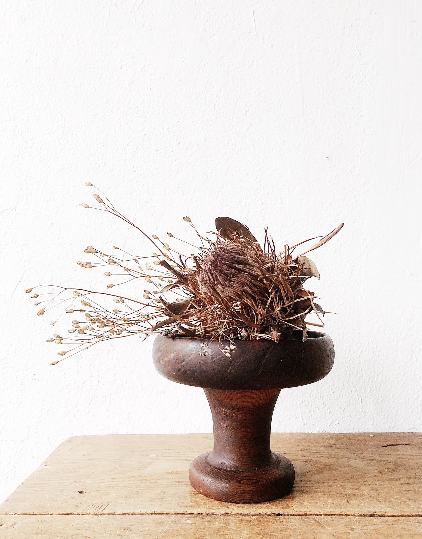 Vintage Wood Pedestal Dish