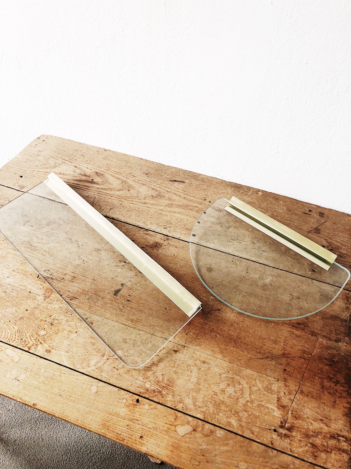 Vintage Brass and Glass Floating Shelf