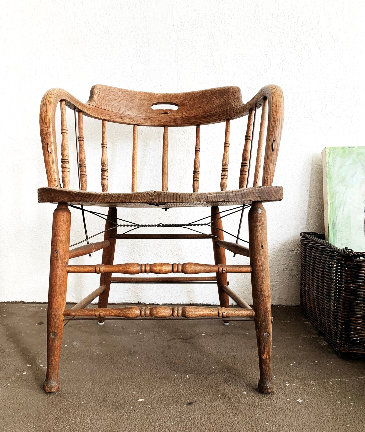 Antique Oak Captains Chair