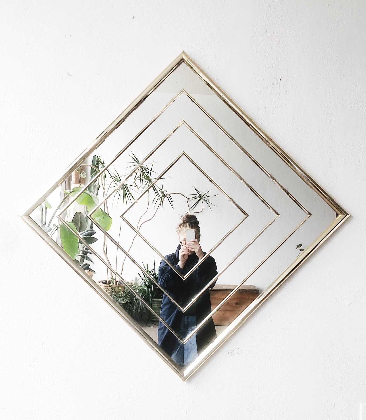 Large Vintage Inlay Gold Mirror