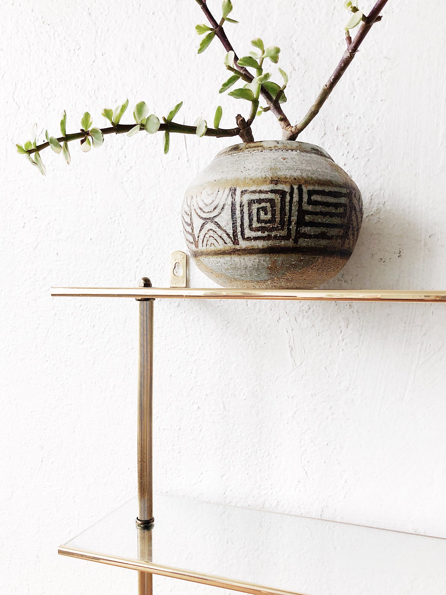 Vintage Brass and Glass Floating Shelf