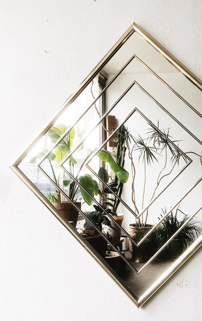 Large Vintage Inlay Gold Mirror