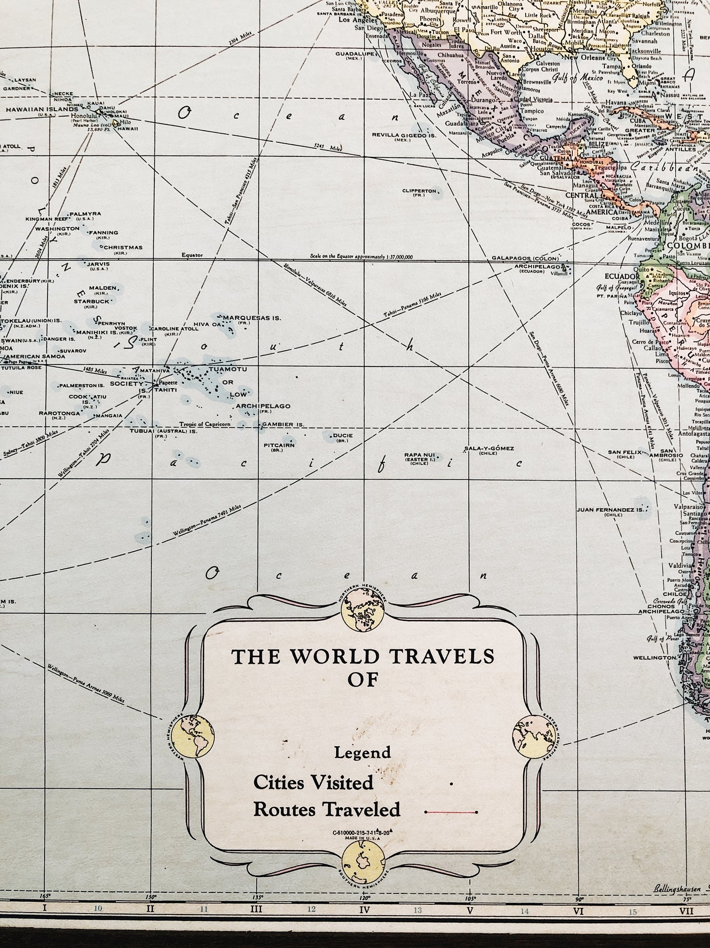 Vintage World Travels Map