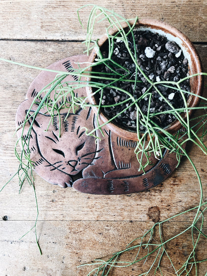 Vintage Copper Cat Trivet