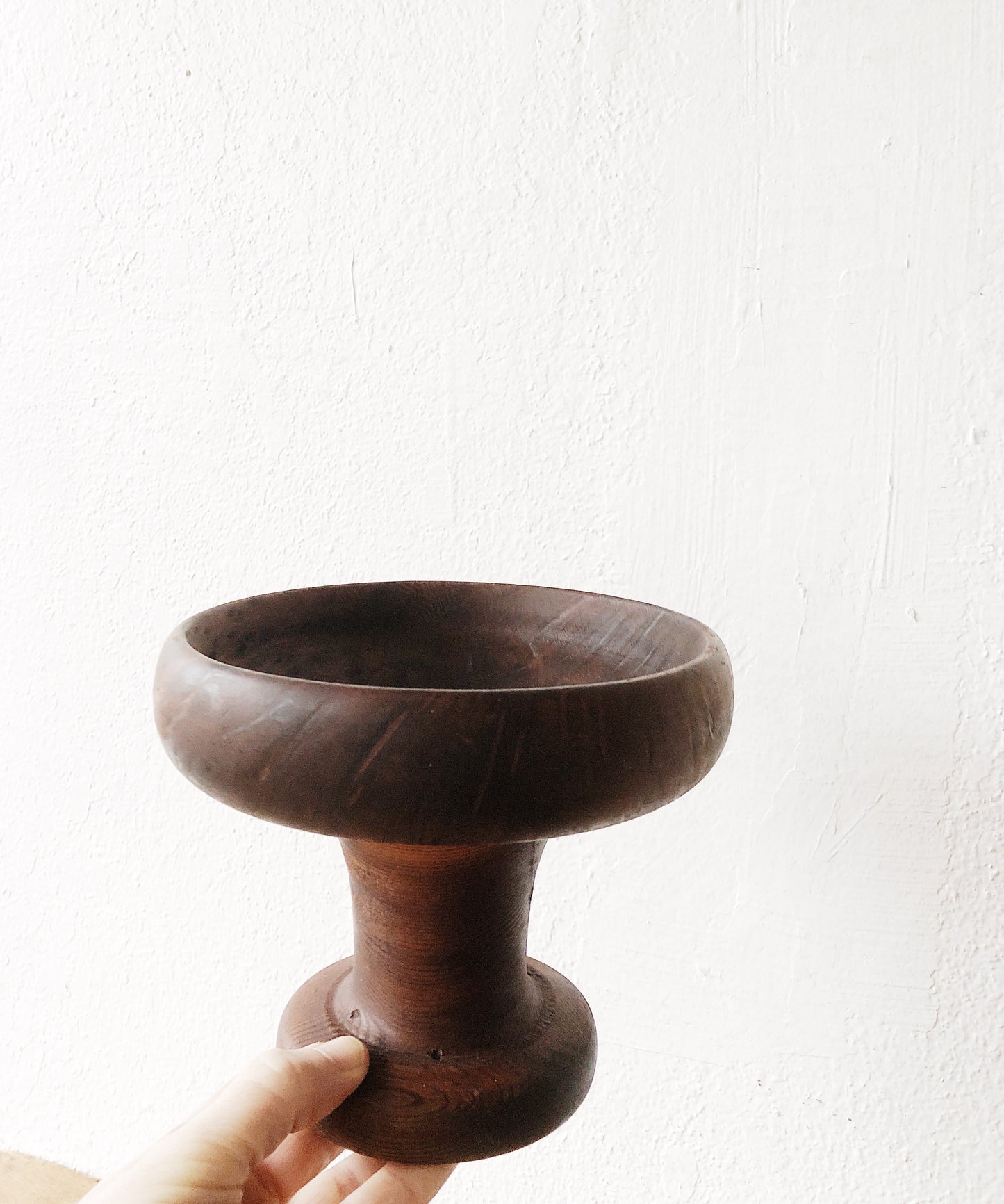 Vintage Wood Pedestal Dish