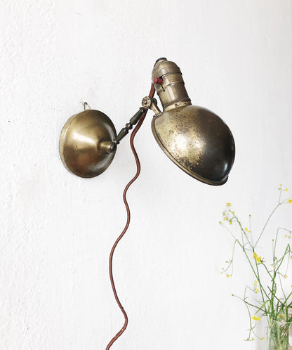 Antique Magnalux Brass Desk / Wall Lamp