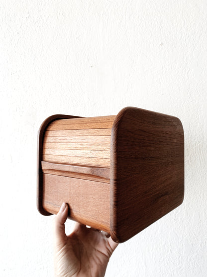 Vintage Teak Tambour Recipe Box