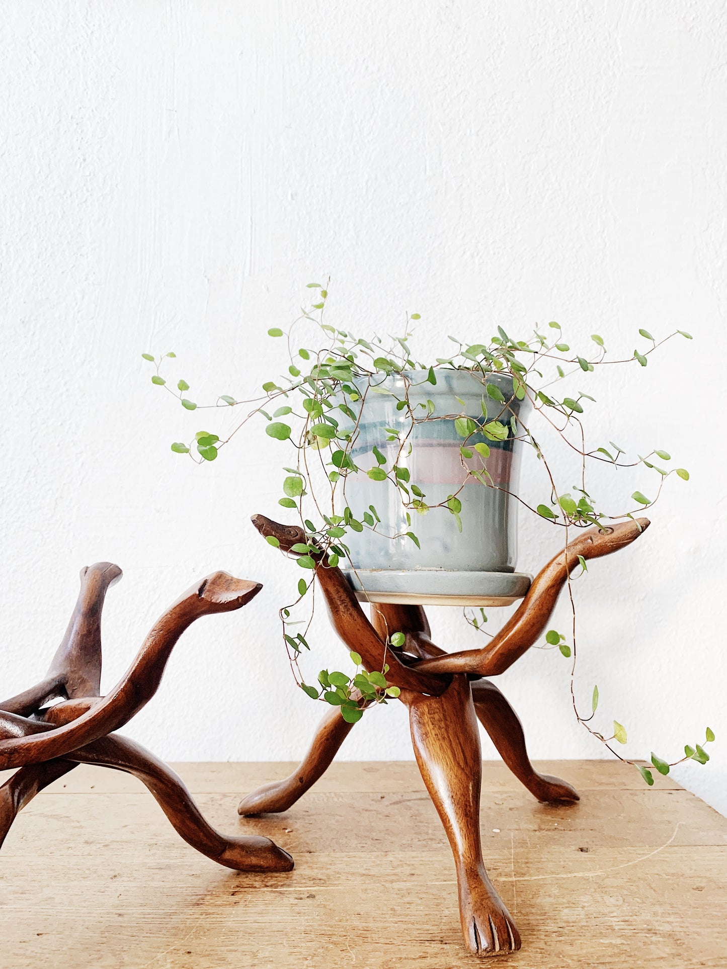 Collapsible Carved Wood Stand