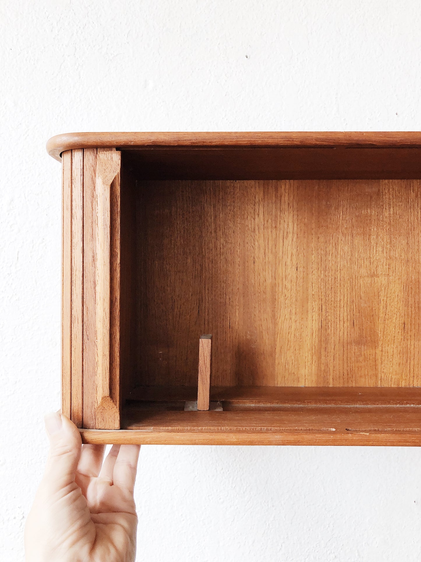 Vintage Teak Tambour Box