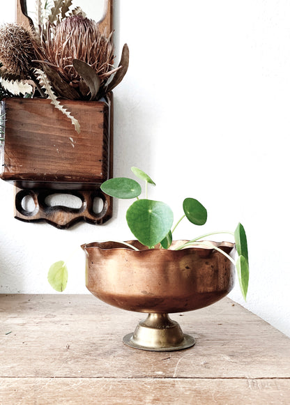 Vintage Copper Pedestal Bowl