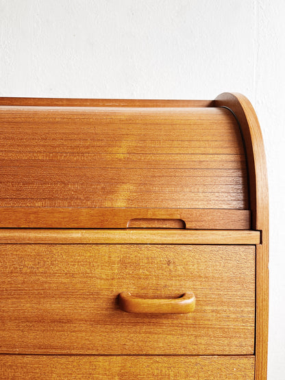 Vintage Teak Roll Top Desk