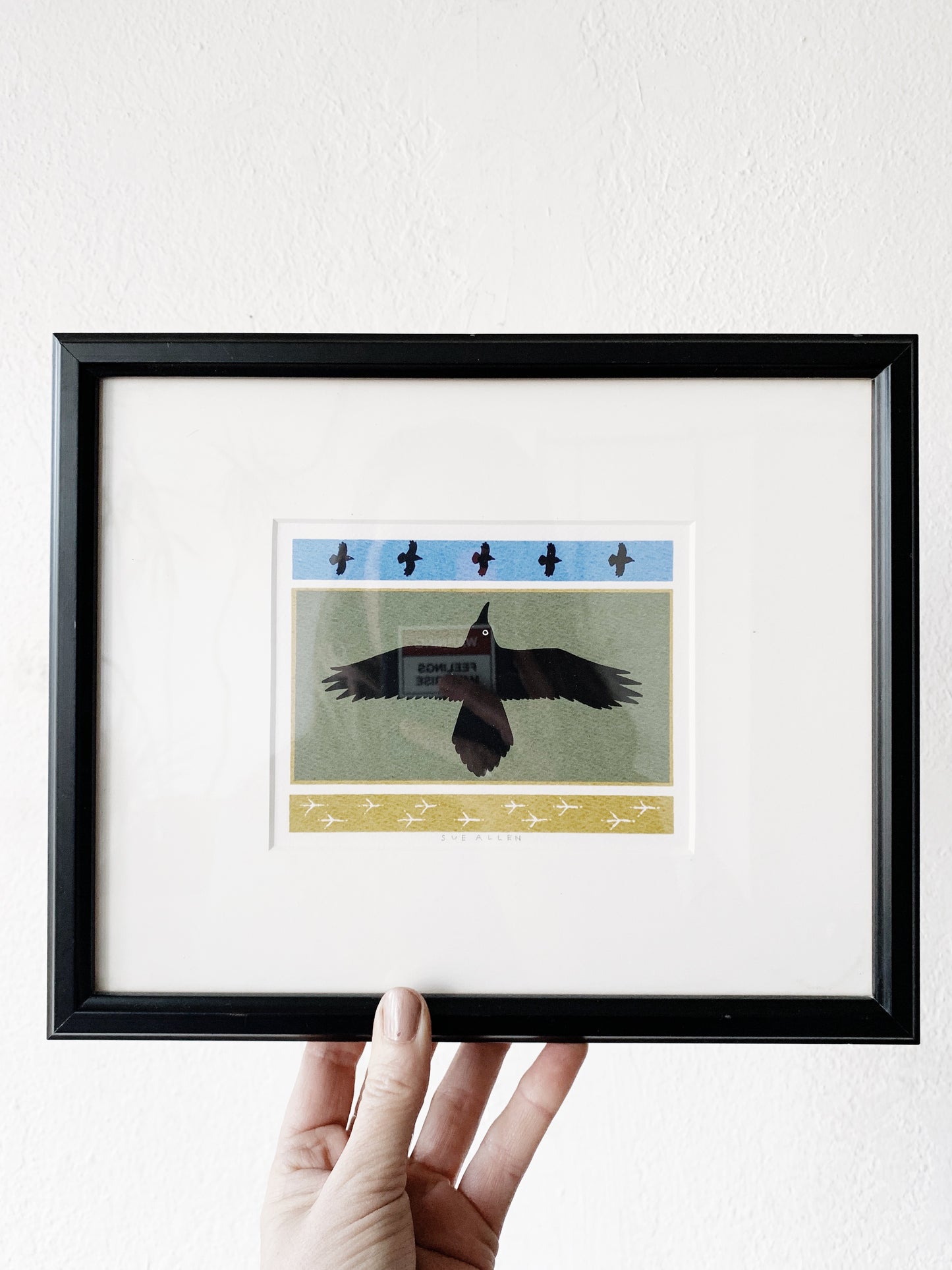 Original Signed Framed Crow Art