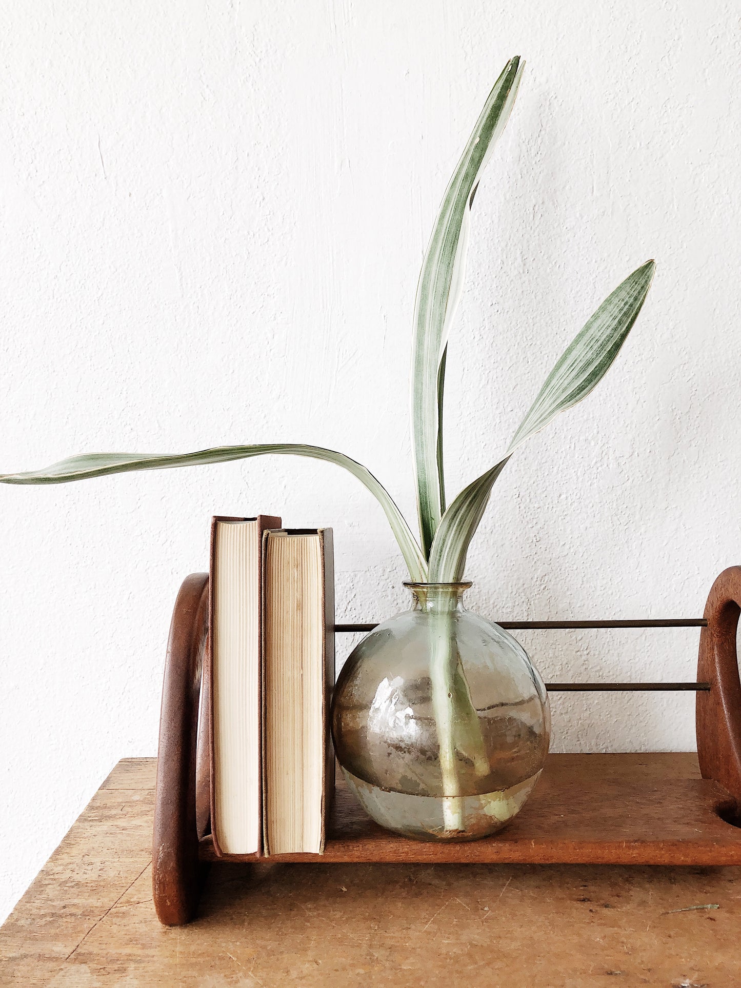 Vintage MCM Teak and Brass Book Rack