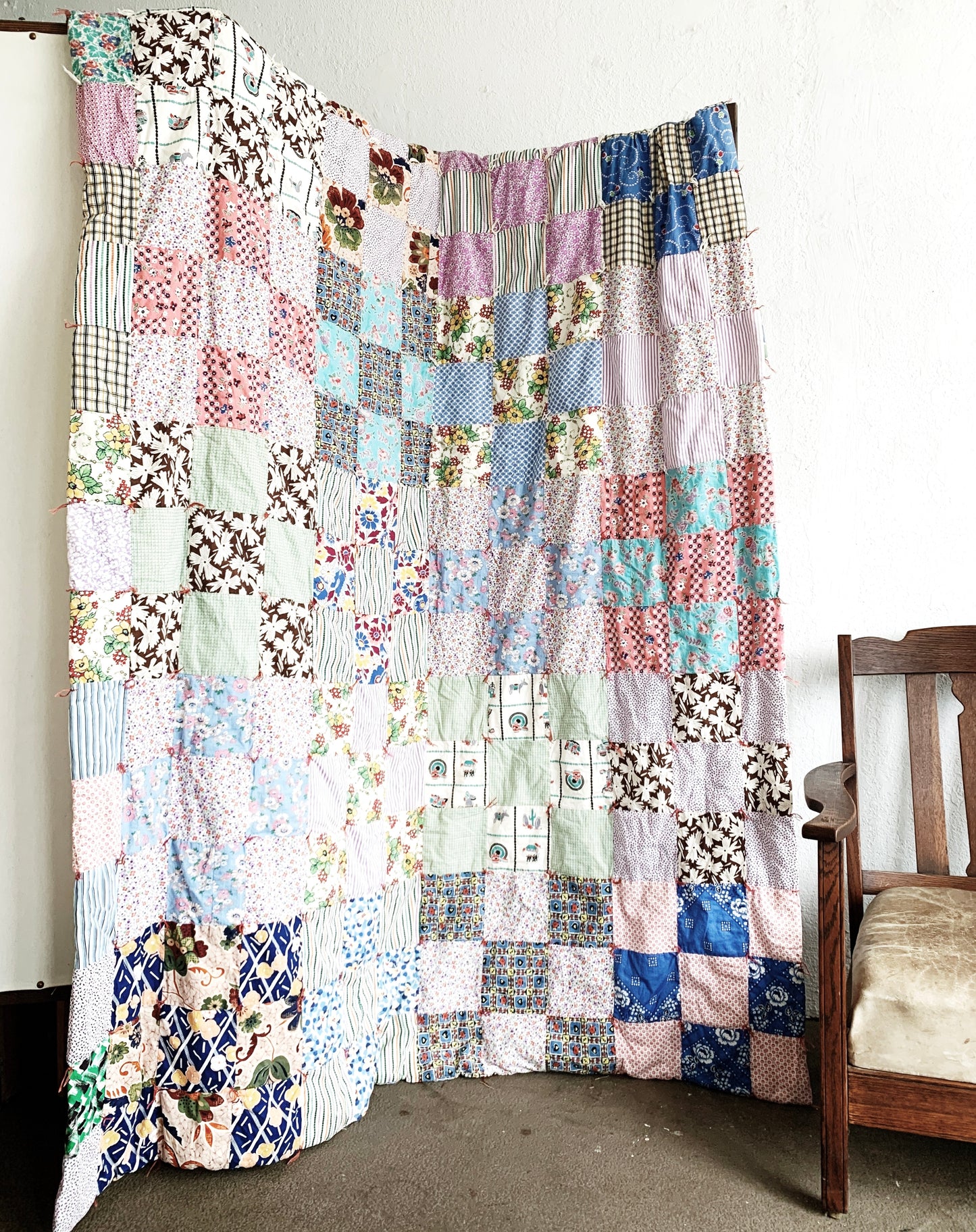 Vintage Handmade Cotton Patchwork Quilt