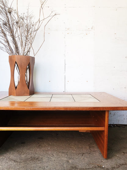 Vintage Danish Modern Ceramic Inlay Table