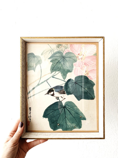 Antique Gansai Watercolor Painting Japan