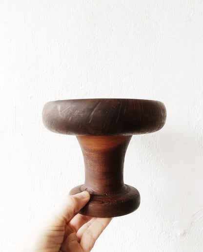 Vintage Wood Pedestal Dish