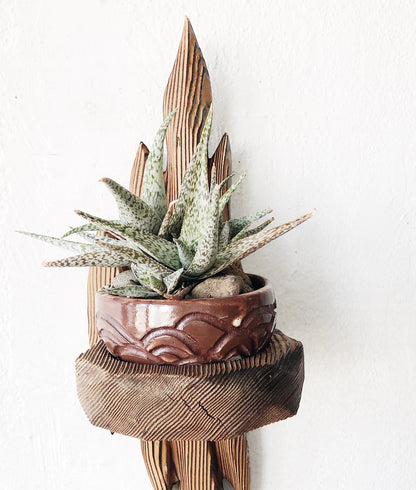 Vintage Wood Flame Planter