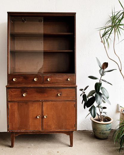 Mid Century Solid Wood Hutch