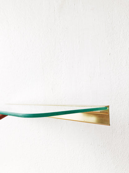 Vintage Brass and Glass Floating Shelf