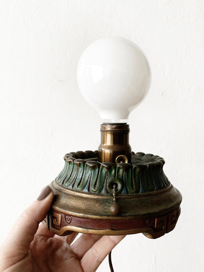 Antique Hand Painted Chalkware Lamp