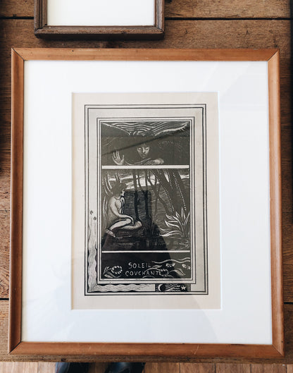 Antique Framed French Bookplate