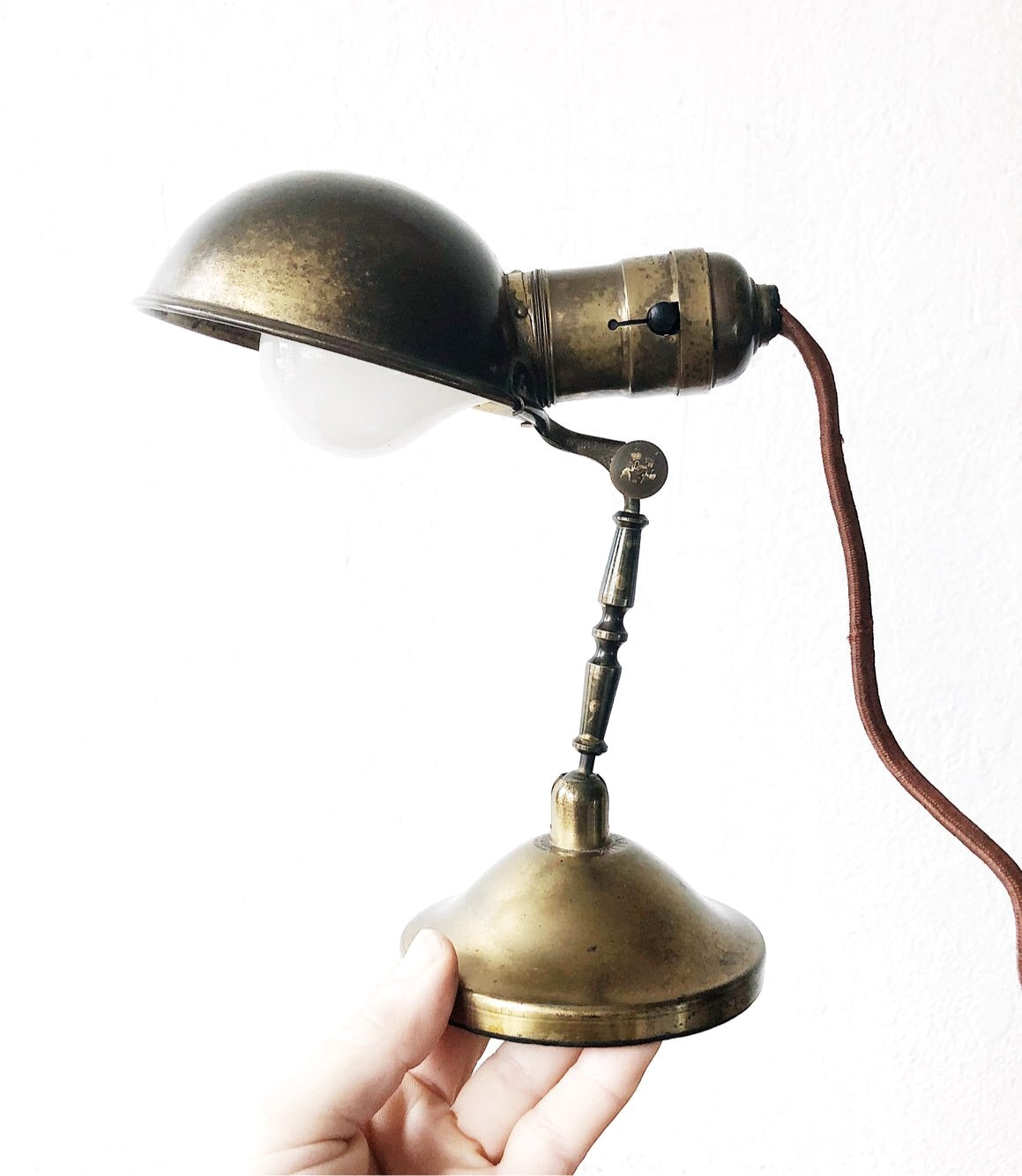 Antique Magnalux Brass Desk / Wall Lamp