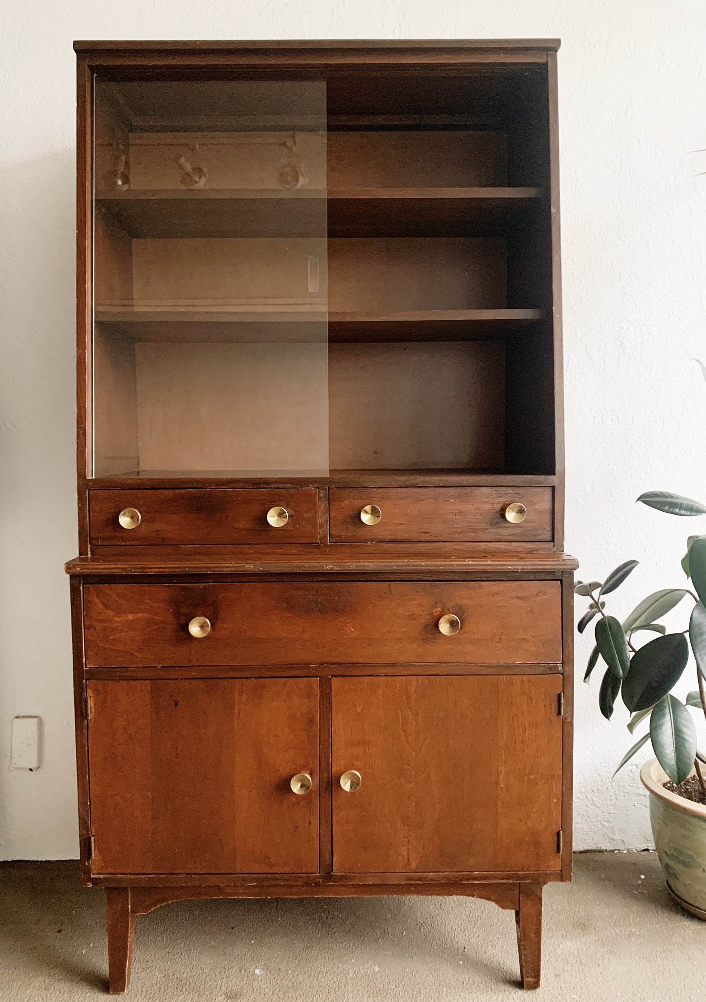 Mid Century Solid Wood Hutch