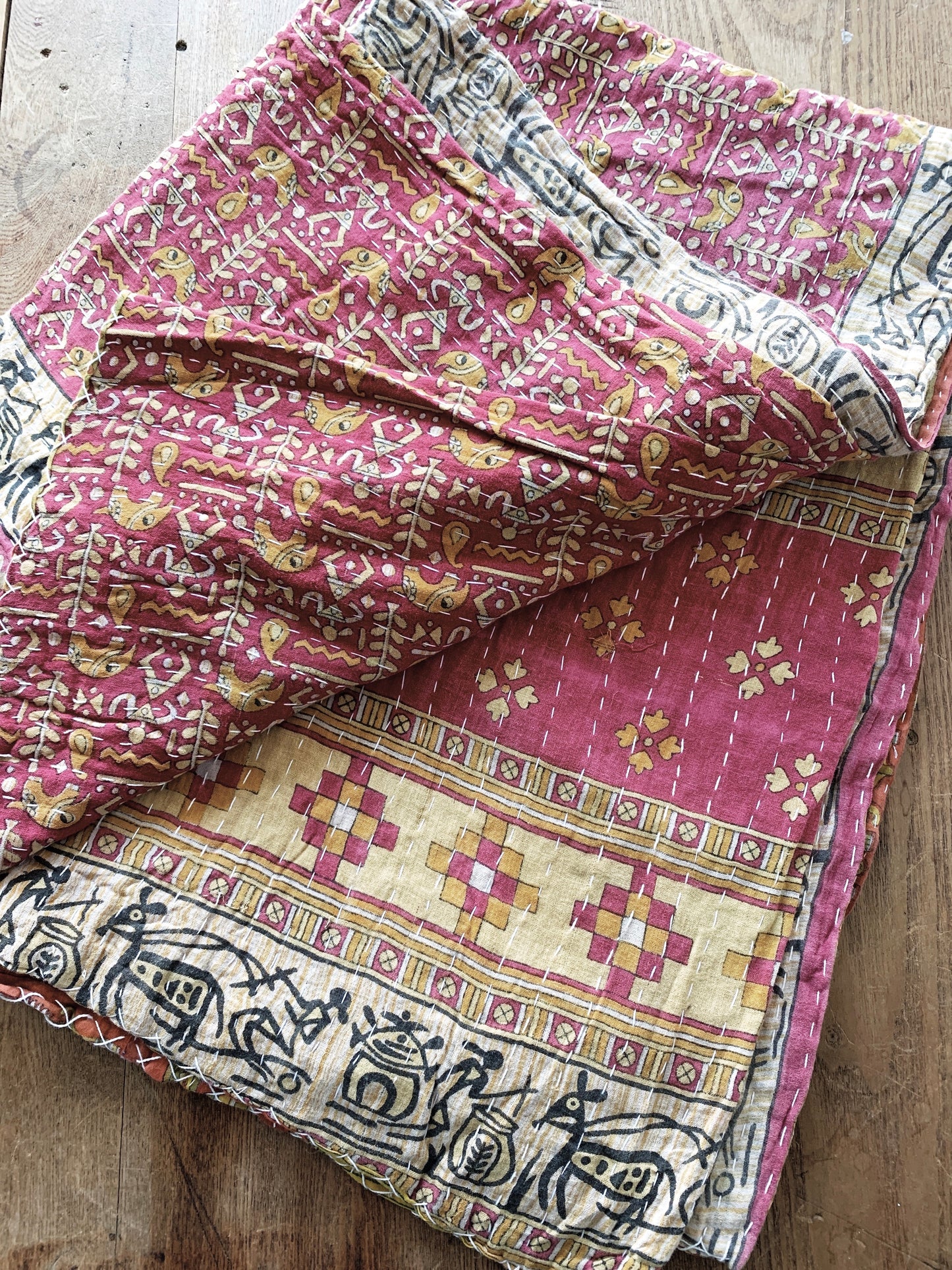 Reversible Cotton Kantha Quilt