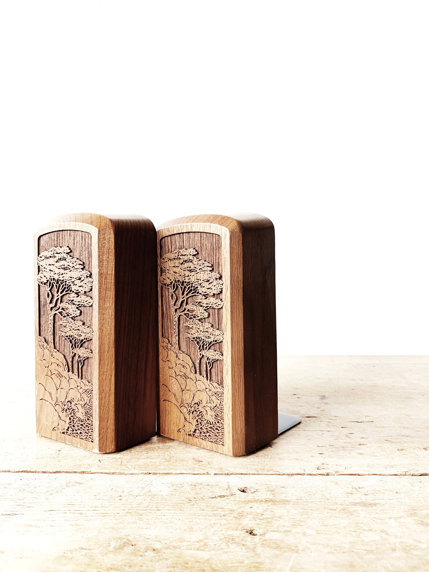 Vintage Cypress Laser Cut Bookends