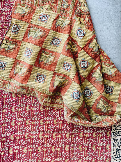 Reversible Cotton Kantha Quilt