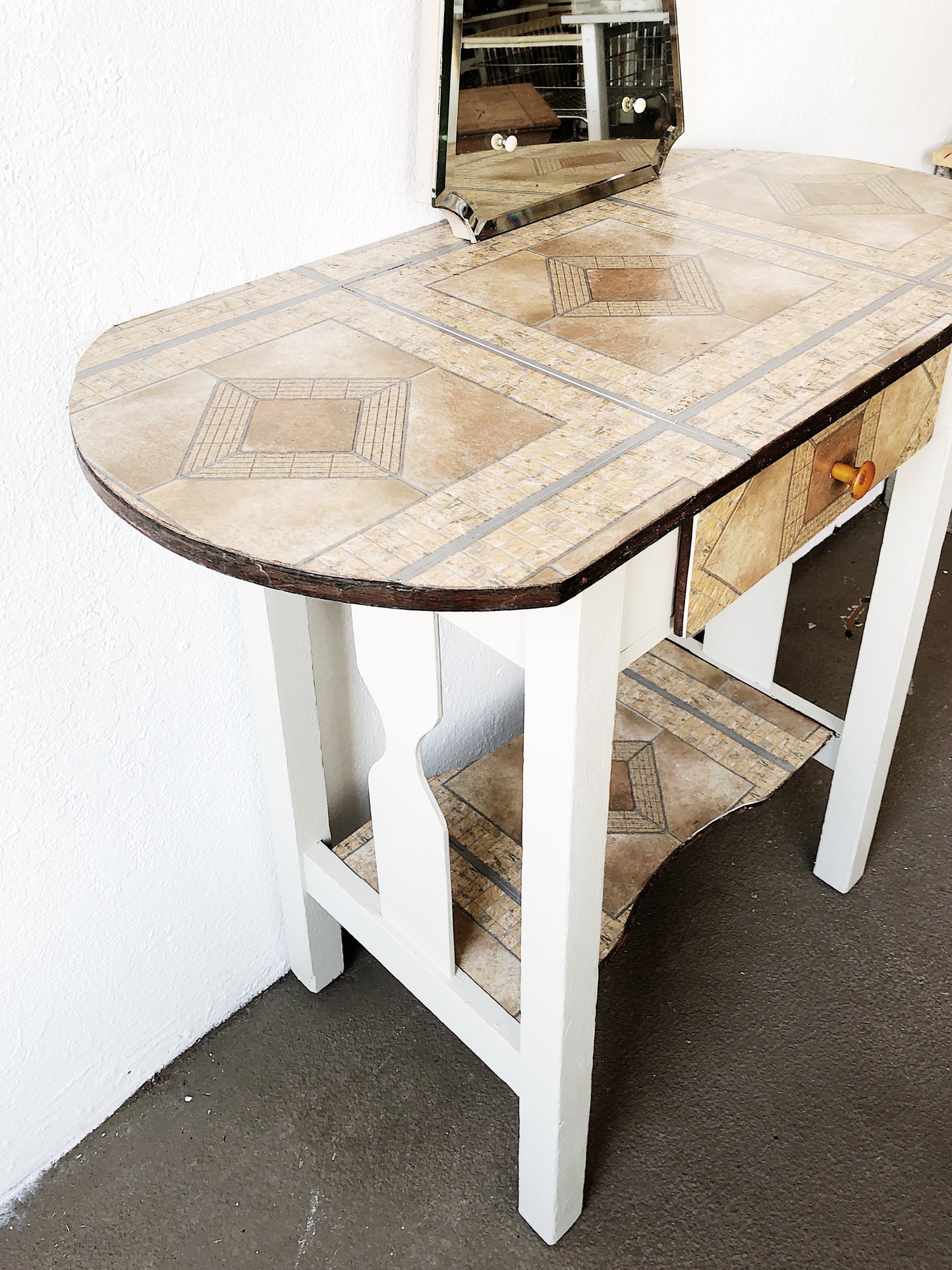 Vintage 1940s Lino Topped Table